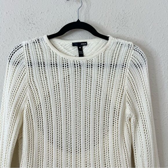 Aqua Women’s Cut Out Knit Sweater Size Medium Ivory - Picture 3 of 6